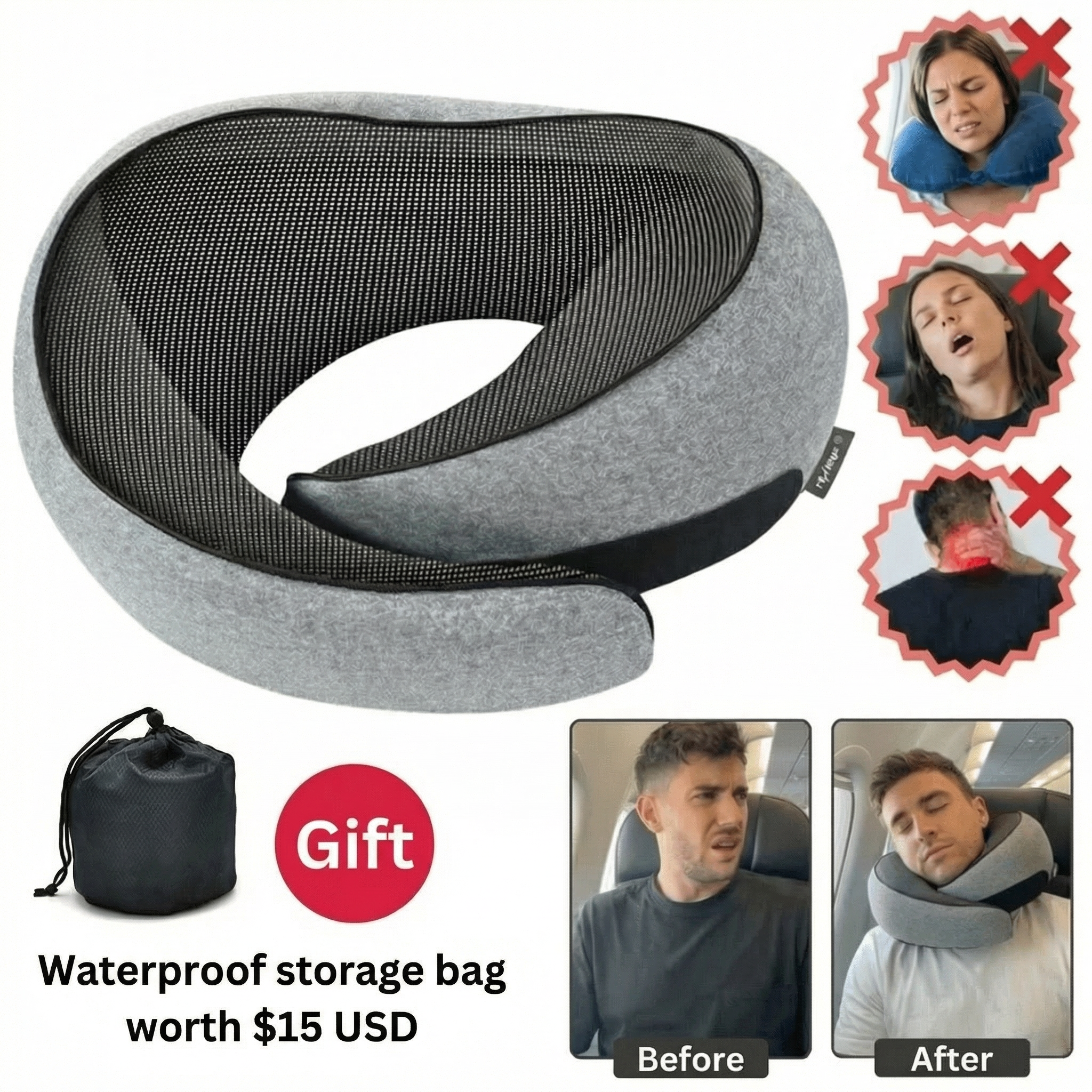 DriftRest™ Memory Foam Neck Pillow